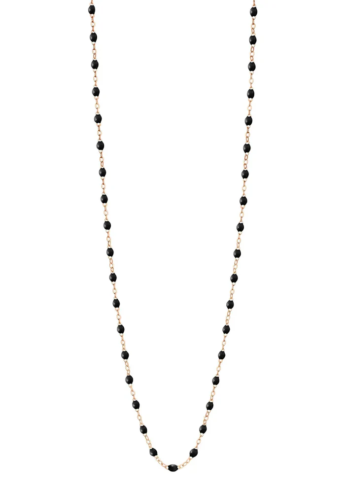 Sautoir Classique Gigi Or Rose Et Résines Noire 86cm