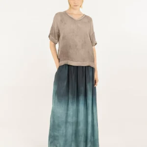 T-Shirt Ampia Col V Large Sand Shell