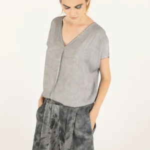 T-Shirt Manches Courtes Col V Silver Pearl