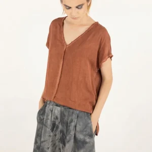 T-Shirt Manches Courtes Col V Starfish Orange