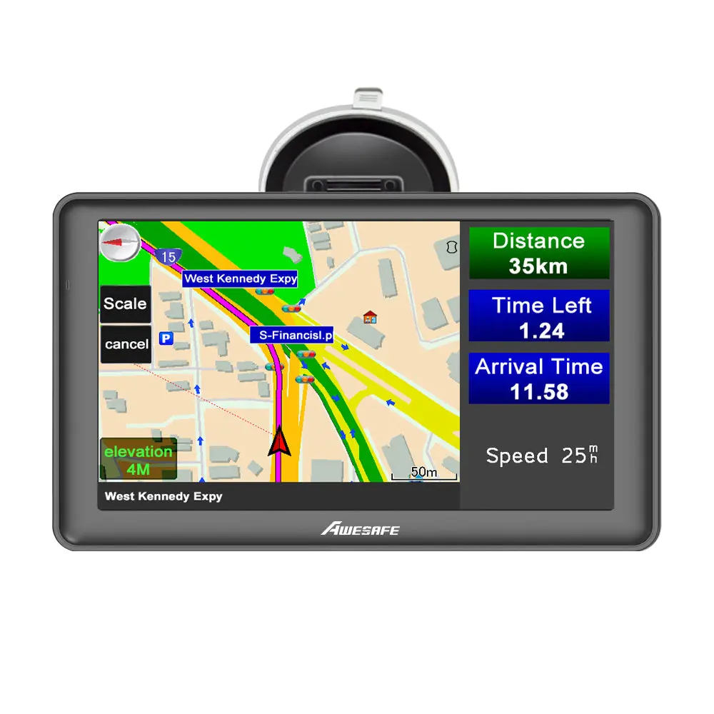 AWESAFE Navigatore GPS 7 Pollici Schermo Touch FM Integrato per Auto Camion 12-24V Mappe Europa 2025 Aggiornamenti Gratis Annuali – Image 2