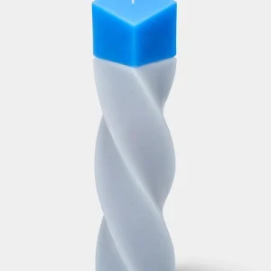 Bougie Spins Tilt Torsadée Bleu