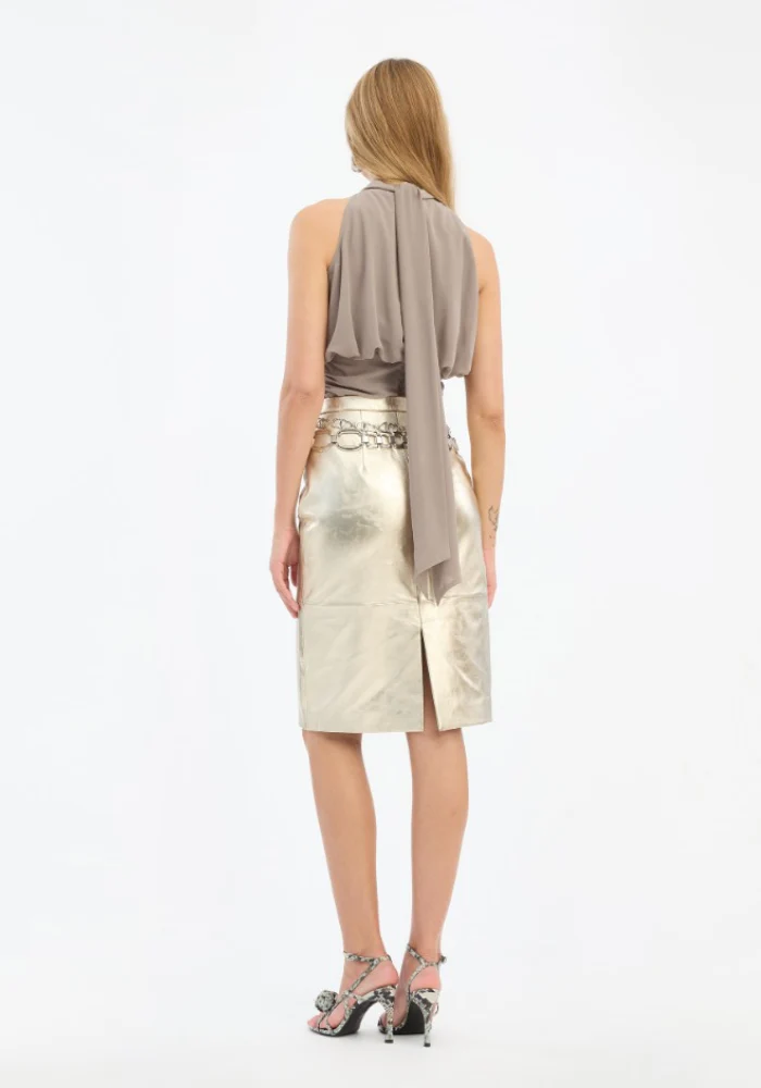 Top Chiffon Ruched Taupe – Image 4