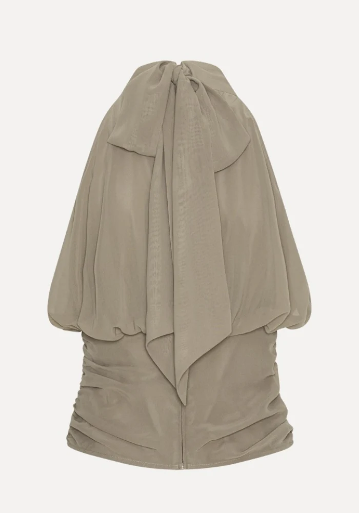 Top Chiffon Ruched Taupe – Image 6