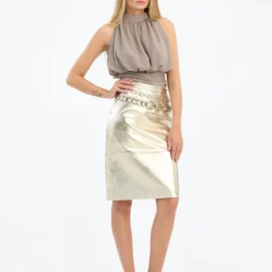 Top Chiffon Ruched Taupe