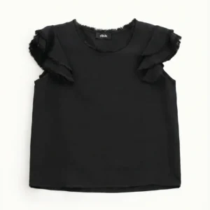 Top Manches Courtes À Franges Noir