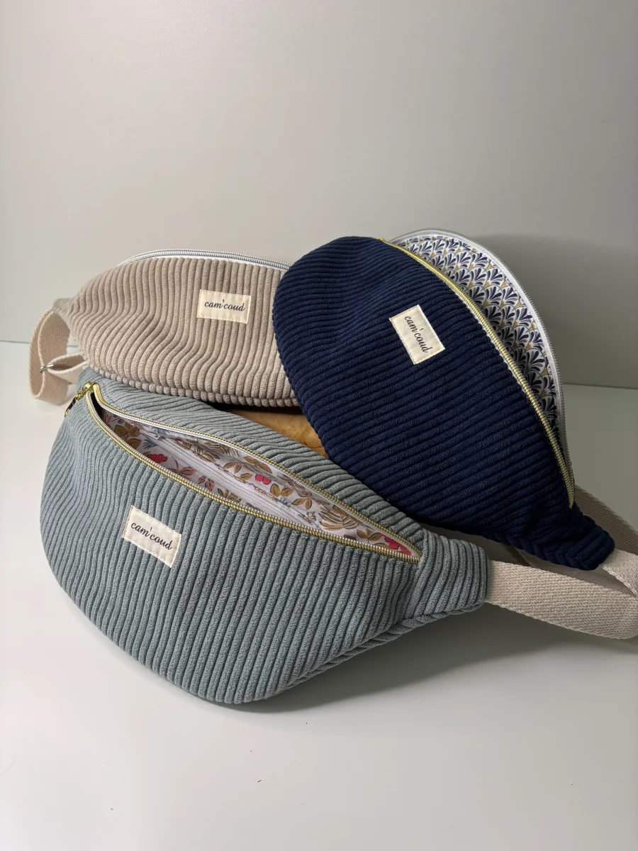 Sac banane velours côtelé fait main – Image 2