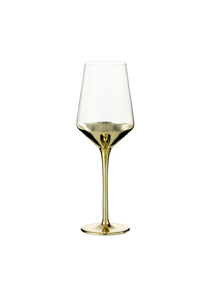 Verre À Vin Verre Transparent Pied Doré