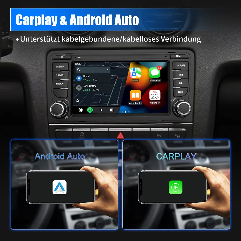 AWESAFE Autoradio für Audi A3 8P S3 RS3 2003-2012, Android 13 System, 7 Zoll Touchscreen, 2G+32G, Unterstützt Navigation Carplay Android Auto Bluetooth WiFi – Image 5