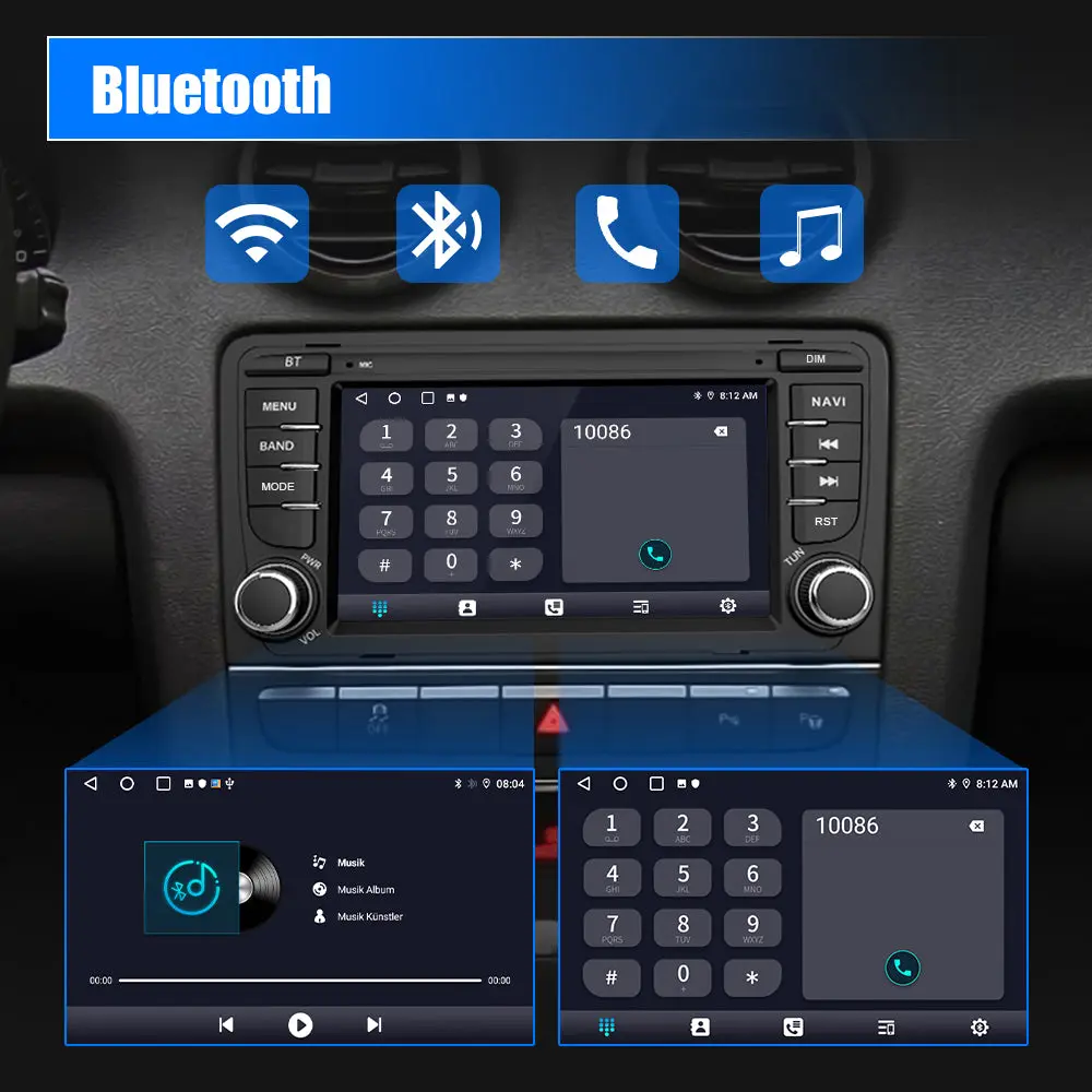 AWESAFE Autoradio für Audi A3 8P S3 RS3 2003-2012, Android 13 System, 7 Zoll Touchscreen, 2G+32G, Unterstützt Navigation Carplay Android Auto Bluetooth WiFi – Image 7