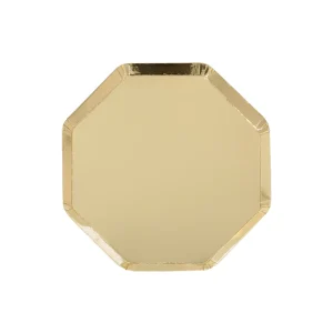 8 Assiettes Dorées Octogonale Petit Modèle