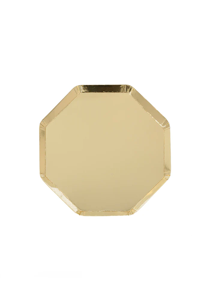 8 Assiettes Dorées Octogonale Petit Modèle