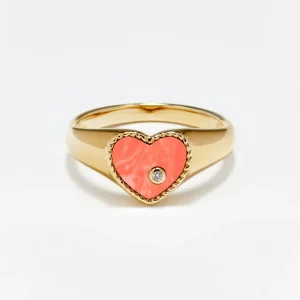 Baby Chevalière Coeur Corail