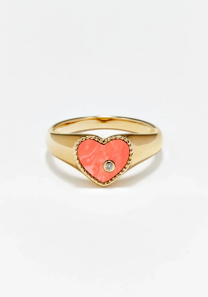 Baby Chevalière Coeur Corail