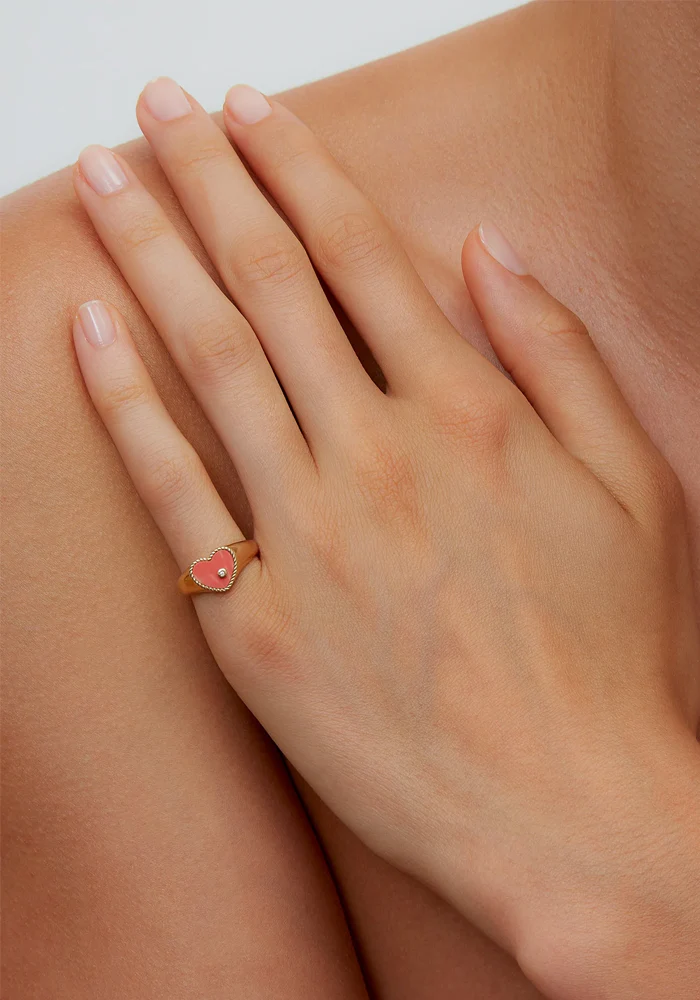 Baby Chevalière Coeur Corail – Image 3