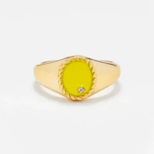 Baby Chevalière Ovale Néon Jaune