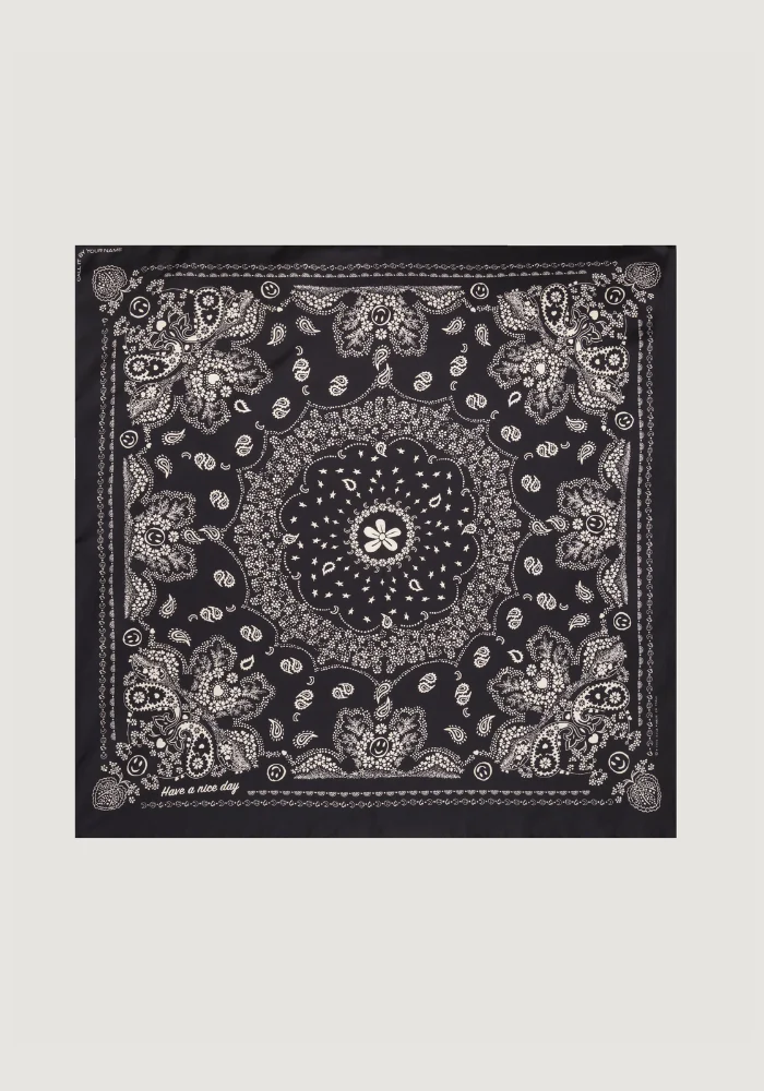 Bandana En Soie Noir Petit Modèle – Image 2