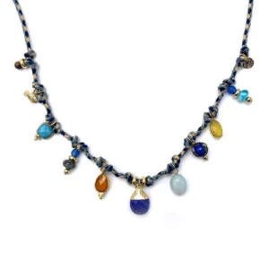 Sautoir Bianca Bleu Et Beige