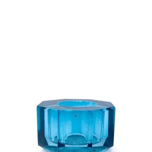 Bougeoir Crystal Facetté Pétrole