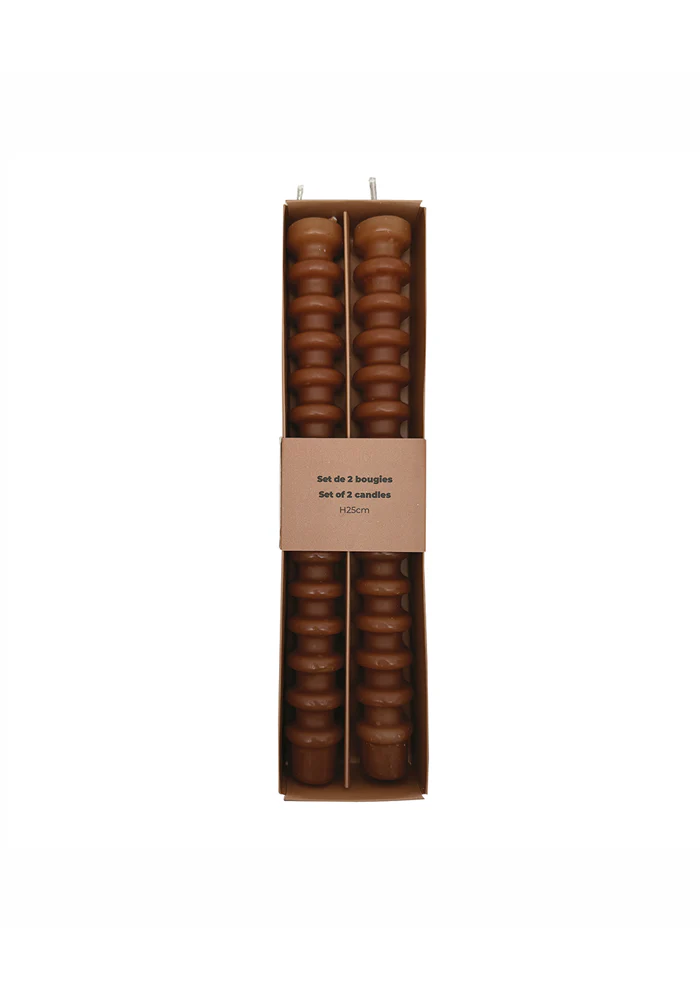 Set De 2 Bougies Anneaux Marrons