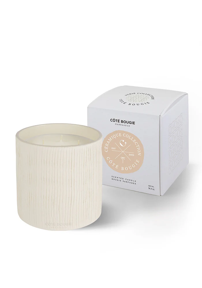 Bougie Céramique Striée Blanche L – Image 4