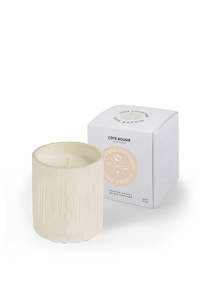 Bougie Céramique Striée Blanche S – Image 4