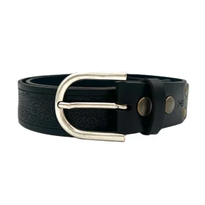 Ceinture Cuir Piqué Cashmere Noir