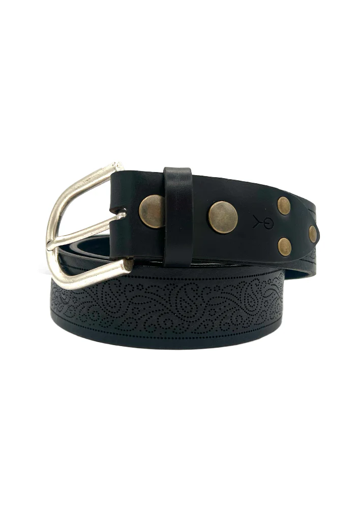 Ceinture Cuir Piqué Cashmere Noir – Image 3