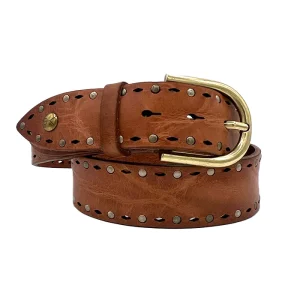Ceinture Cuir Avec Clou Cognac