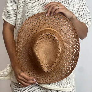 Chapeau Panama Paille Naturelle Camel