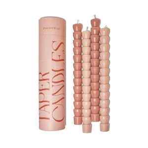 Set De 4 Bougies Cierges Taper Rose Et Blush