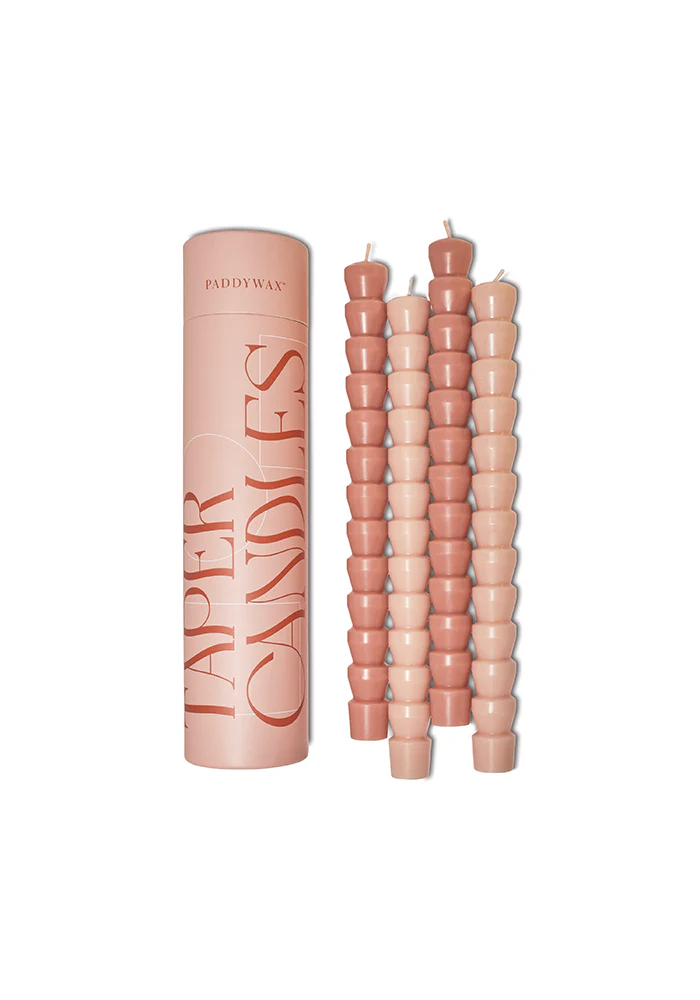 Set De 4 Bougies Cierges Taper Rose Et Blush