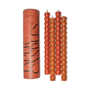 Set De 4 Bougies Cierges Taper Rouge Et Terracotta