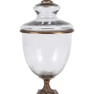 Boite/ Vase En Verre Ciselé