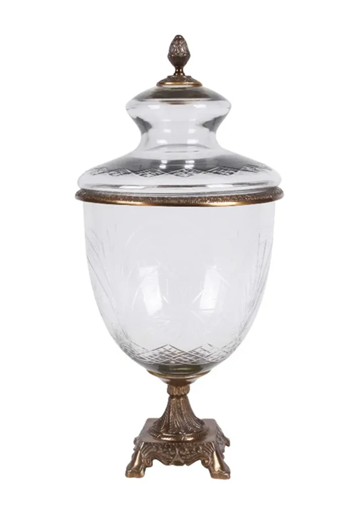 Boite/ Vase En Verre Ciselé – Image 2