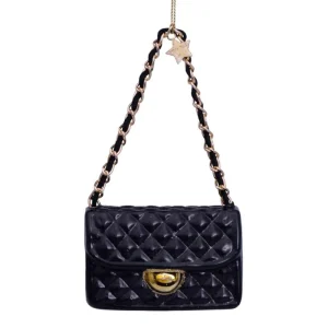 Decoration A Suspendre Sac Matelasse Noir H7cm