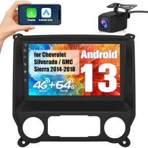 AWESAFE 4G+64G Car Radio for Chevrolet Silverado/GMC Sierra 2014-2018,10.1 Inch Android 13 Head Unit Replacement Radio with Aireless Carplay Android Auto GPS WIFI