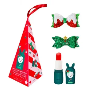 Cône De Noël Avec Baume À Lèvres Et Deux Barrettes