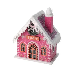 Décoration Maison Enneigée Rose Avec LED