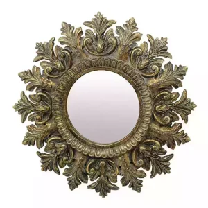 Miroir Rond Ester En Bois Doré