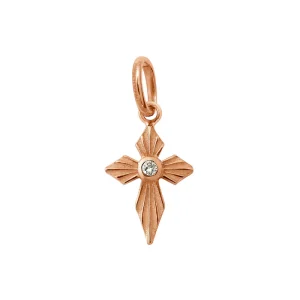 Pendentif Croix Lumière Diamant Or Rose