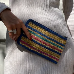 Pochette Rayée Bleue