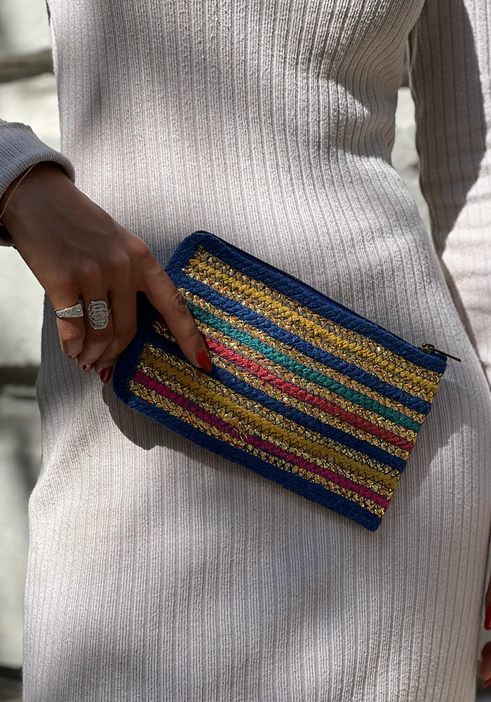 Pochette Rayée Bleue