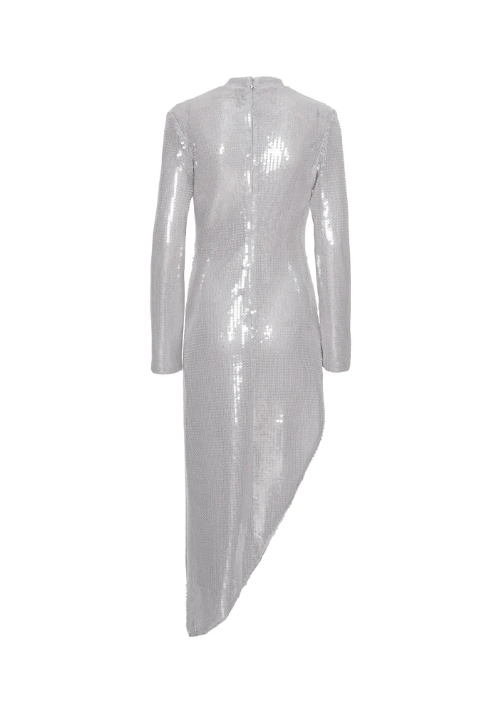 Robe Sequin Slit Sequins Gris Clair – Image 7