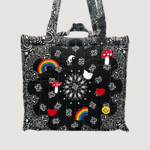 Cabas Matelassé Bandana Noir Emojis Moyen Modèle