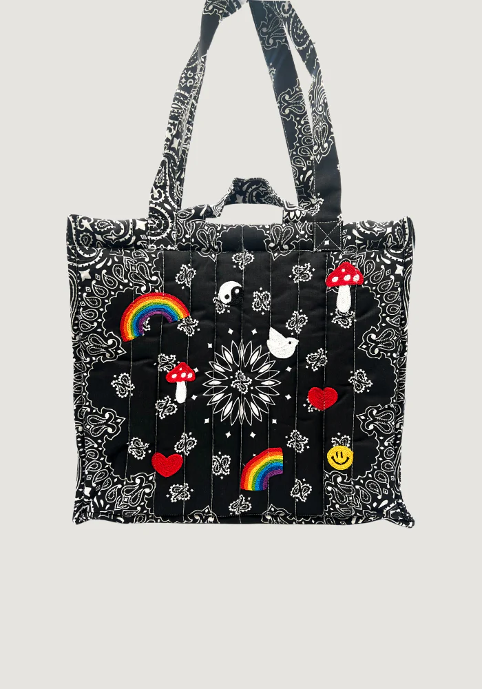 Cabas Matelassé Bandana Noir Emojis Moyen Modèle