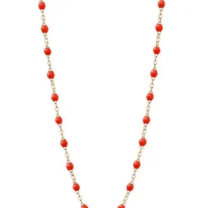 Sautoir Classique Gigi Or Rose Et Résines Corail 60cm