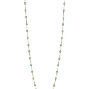 Sautoir Classique Gigi Or Rose Et Résines Bleu Glacier 86cm