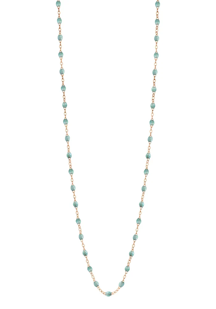 Sautoir Classique Gigi Or Rose Et Résines Bleu Glacier 86cm – Image 2