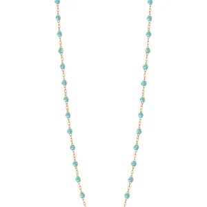 Sautoir Classique Gigi Or Rose Et Résines Aqua 86cm